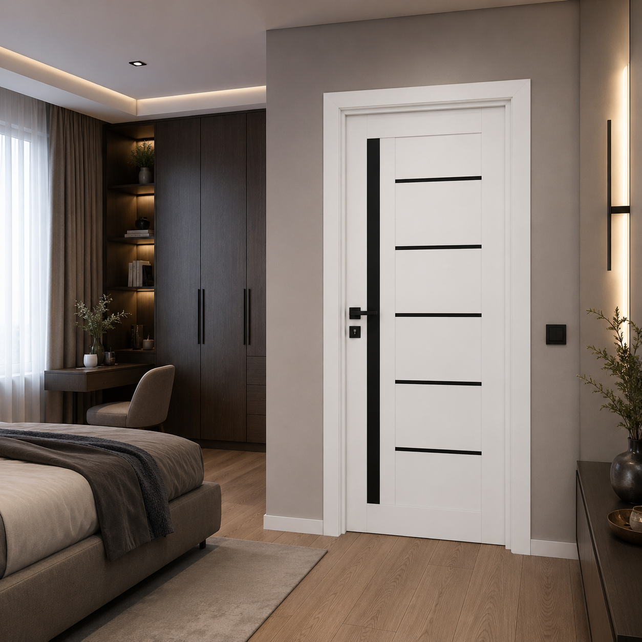 Usa interior - Greta Alb Sticla Neagra